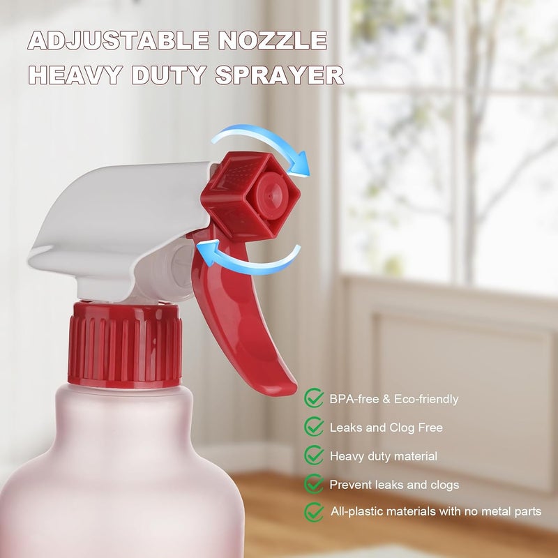 Hethyo Spray Bottles 16.9oz/500ml Plastic Spray Bottle for Hair Mist/Stream Empty Spray Bottle Heavy Duty Refillable Containers for Cleaning Solutions, Plants Gradient 2 Pack (Red) - Image 4